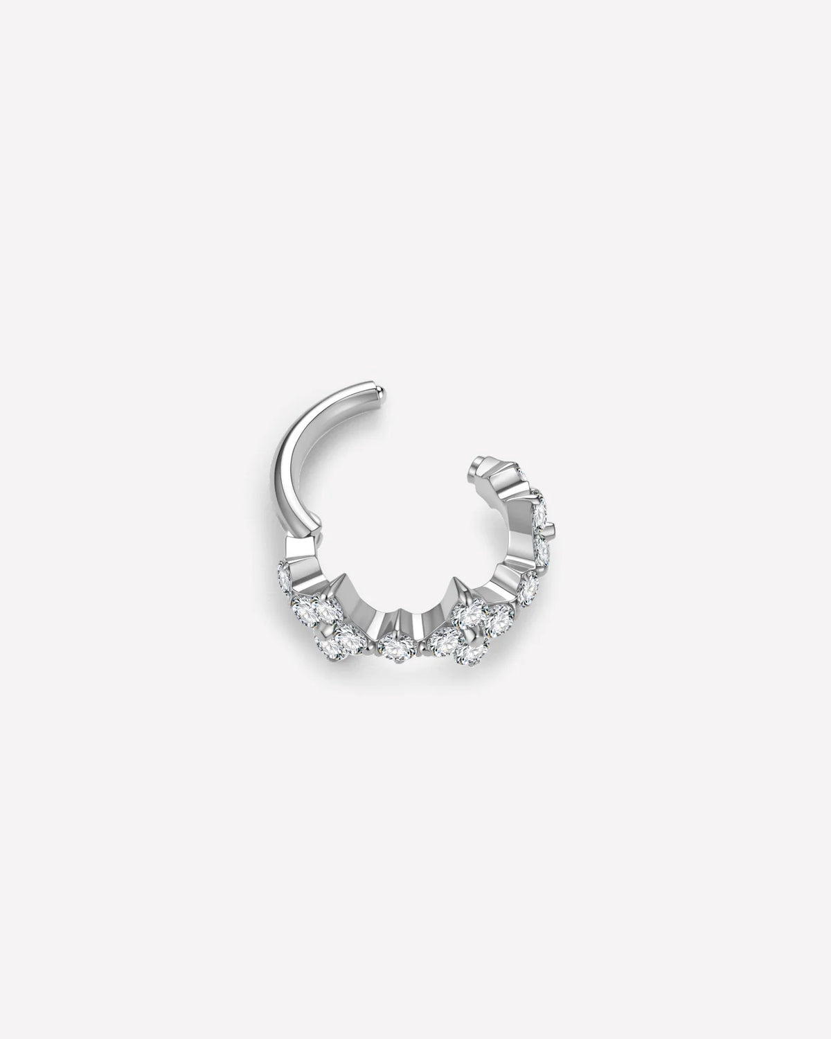 Silver Lucky Bloom Huggie Clicker side view