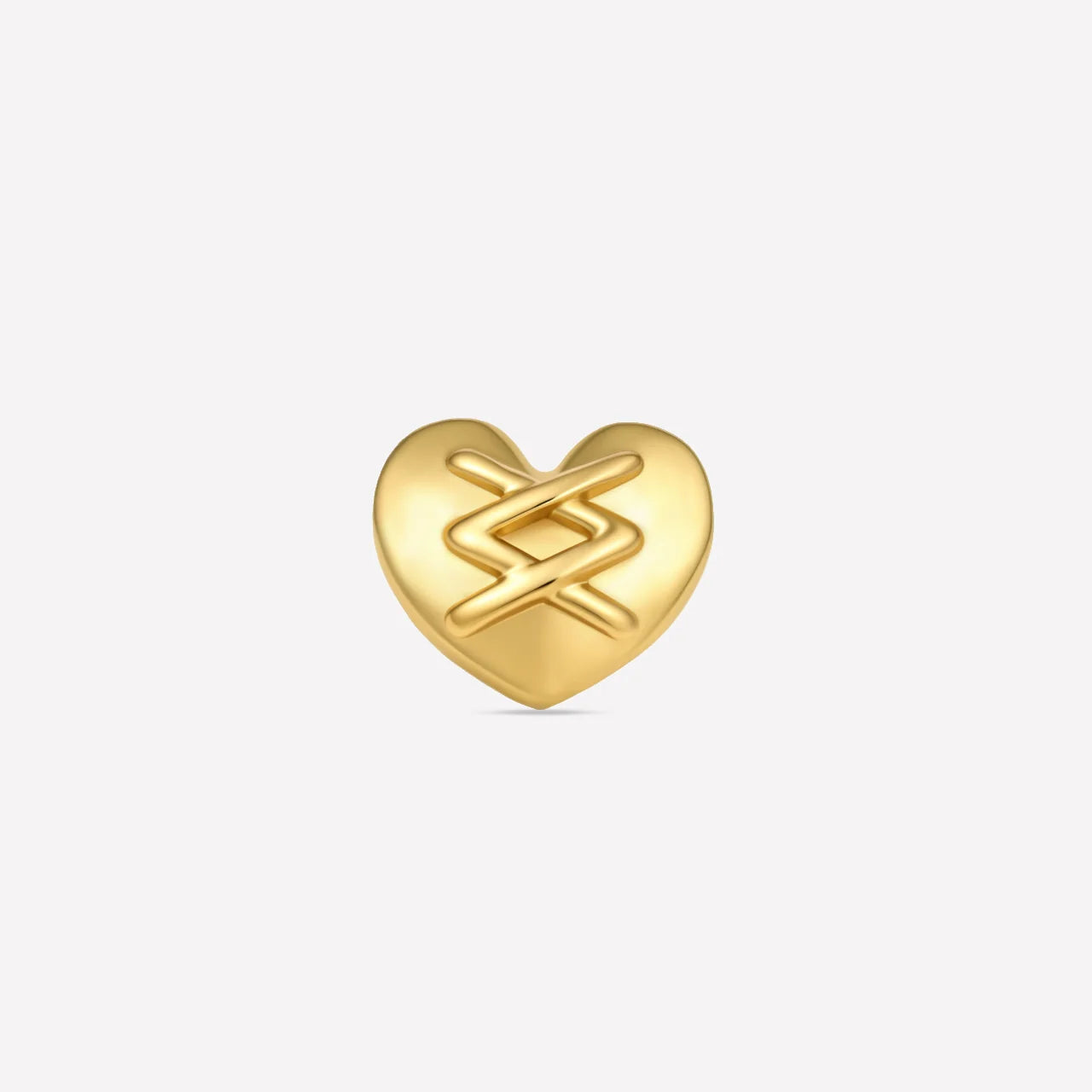 Heart Remix Flatback Stud in gold tone, front view