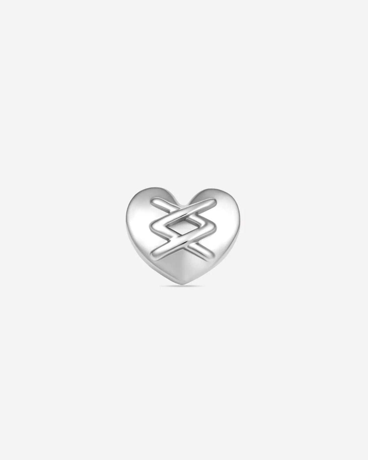 Heart Remix Flatback Stud in silver tone, front view