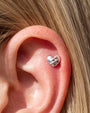 Heart Remix Flatback Stud in silver tone, flat styling