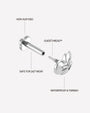 Heart Remix Flatback Stud in silver tone, threaded attachment details