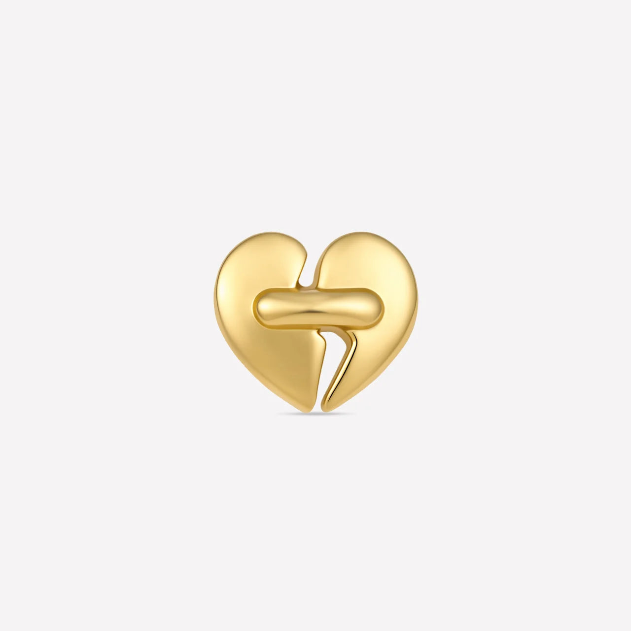 Heart Restart Flatback Stud in gold tone, front view