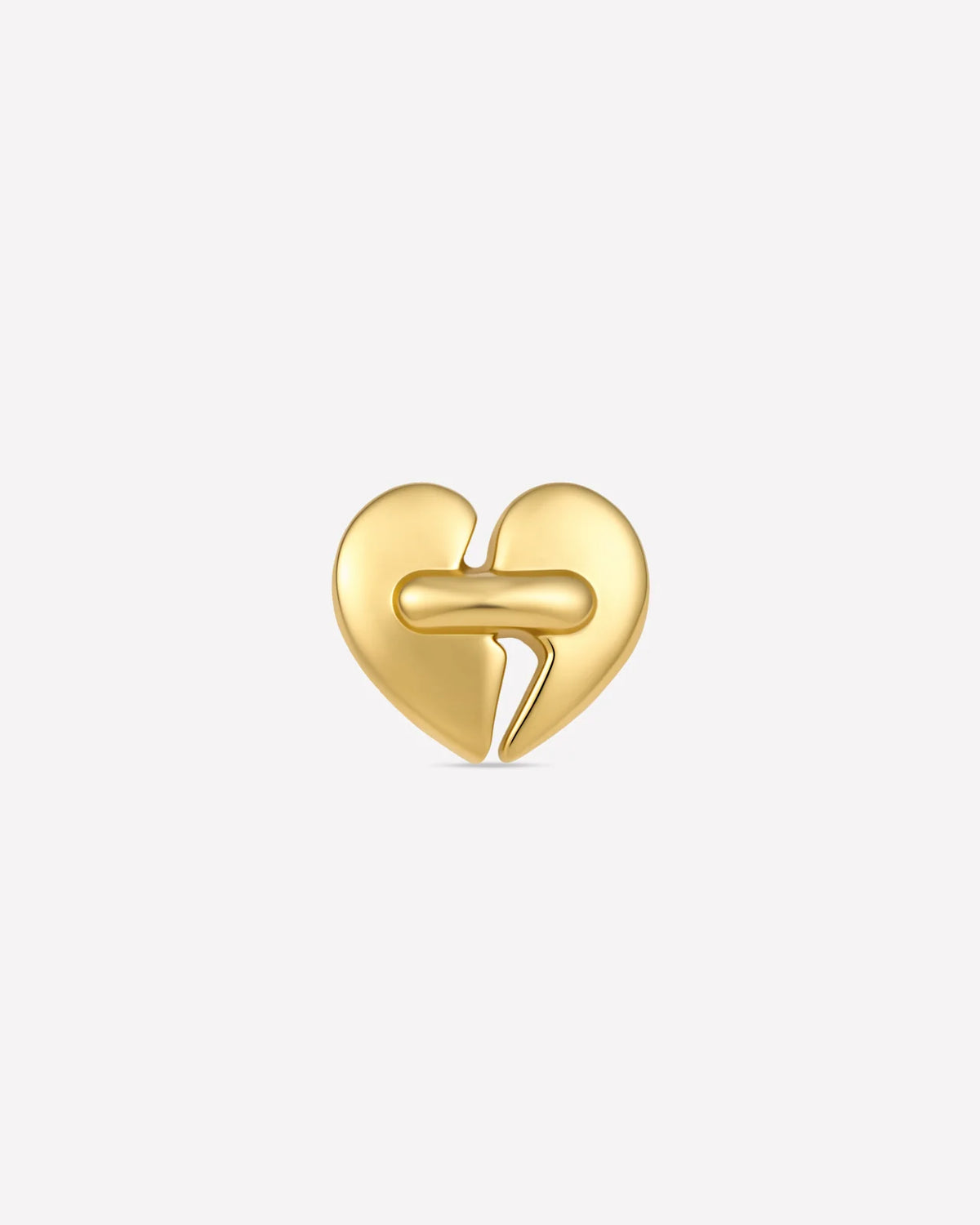 Heart Restart Flatback Stud in gold tone, front view