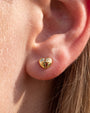 Heart Restart Flatback Stud in gold tone, lobe styling