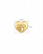 Heart Restart Flatback Stud in gold tone, size chart