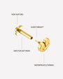 Heart Restart Flatback Stud in gold tone, threaded attachment details