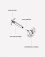 Heart Restart Flatback Stud in silver tone, threaded attachment details