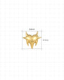 Heart Spark Flatback Stud in gold tone, size chart
