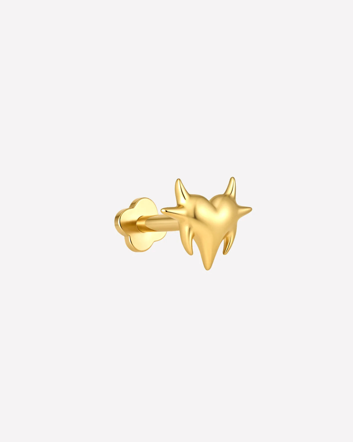 Heart Spark Flatback Stud in gold tone, side view