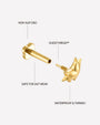 Heart Spark Flatback Stud in gold tone, threaded attachment details