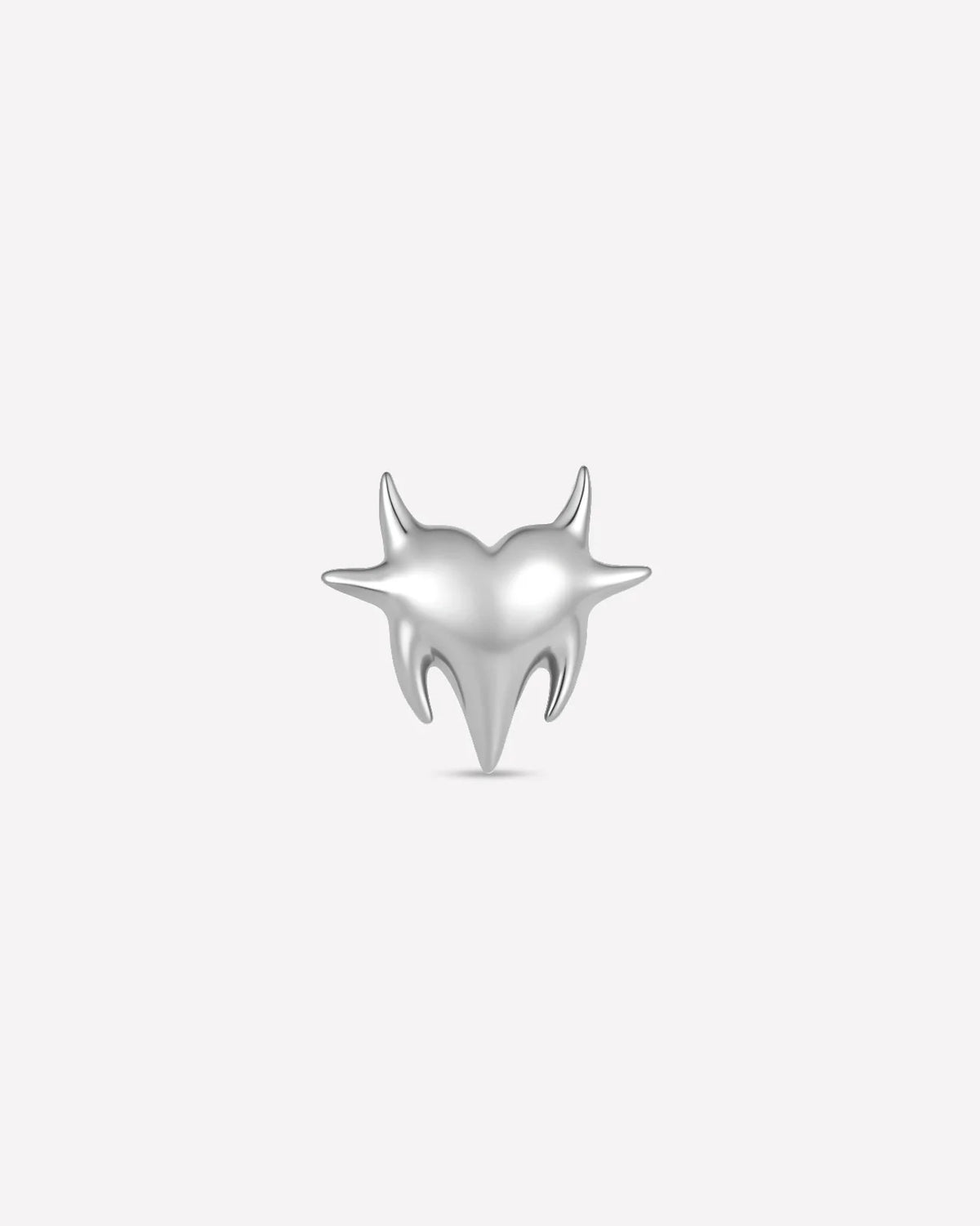 Heart Spark Flatback Stud in silver tone, front view