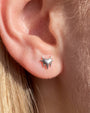 Heart Spark Flatback Stud in silver tone, lobe styling