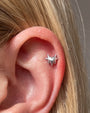 Heart Spark Flatback Stud in silver tone, flat styling