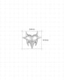 Heart Spark Flatback Stud in silver tone, size chart