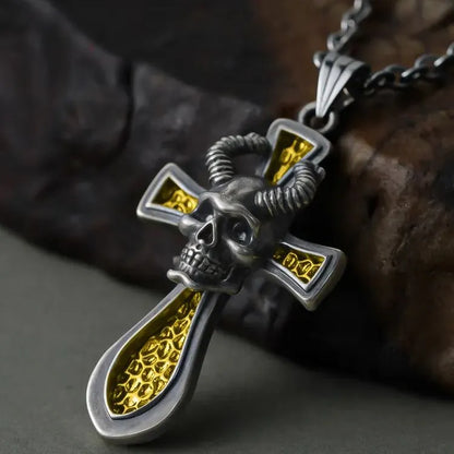 REBELLIOUS SKULL CROSS NECKLACES