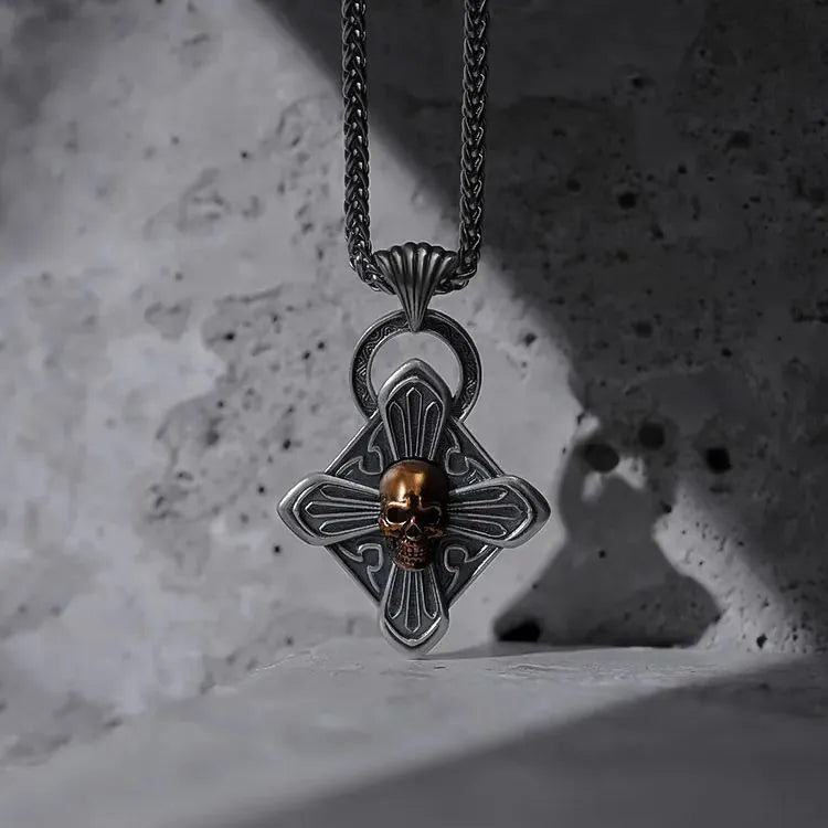 GOLDEN SKULL CROSS NECKLACES