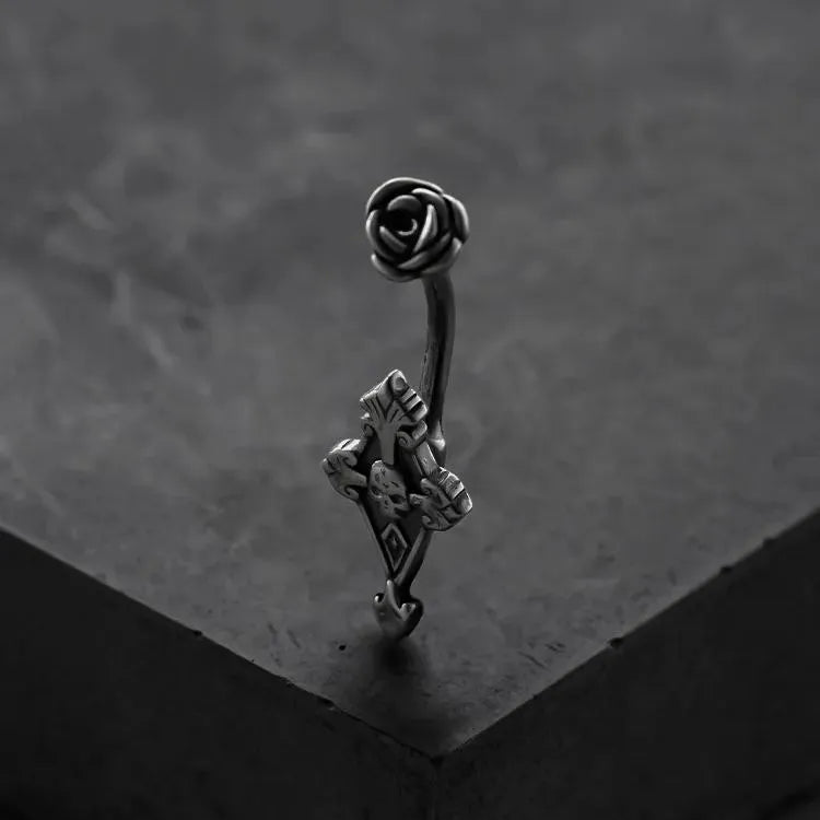 DARK ELEGANCE CROSS BELLY BUTTON RING