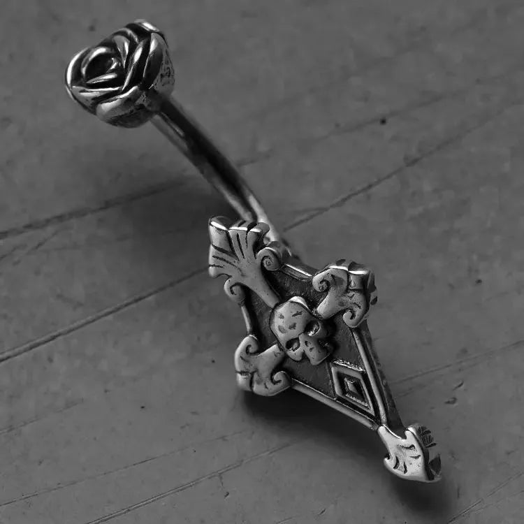 DARK ELEGANCE CROSS BELLY BUTTON RING