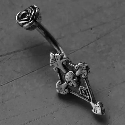DARK ELEGANCE CROSS BELLY BUTTON RING