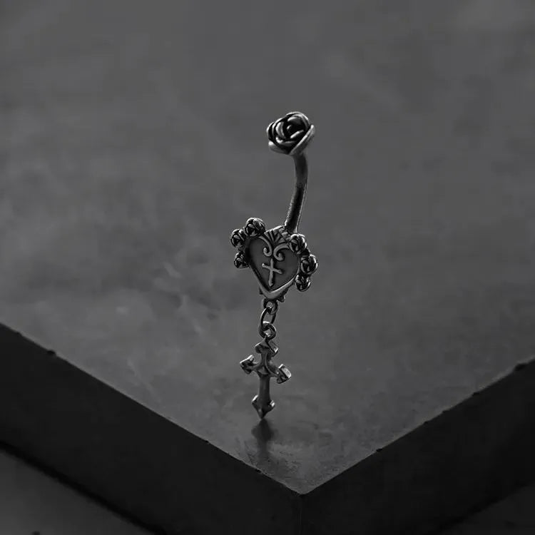 SACRED HEART CROSS BELLY BUTTON RING