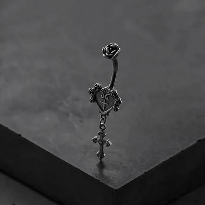 SACRED HEART CROSS BELLY BUTTON RING