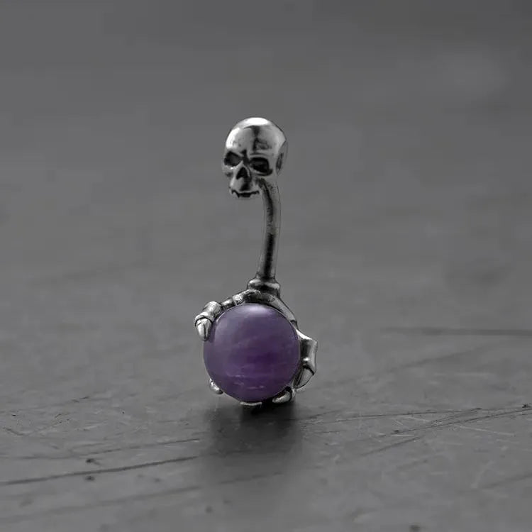 DARK AMETHYST BELLY BUTTON RING