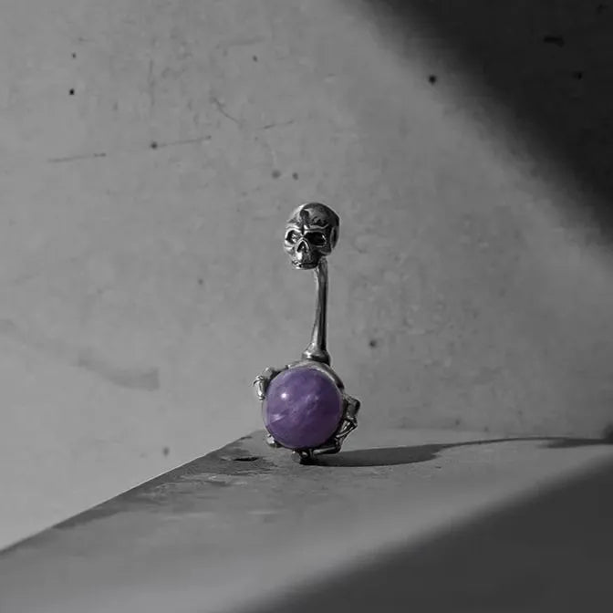 DARK AMETHYST BELLY BUTTON RING