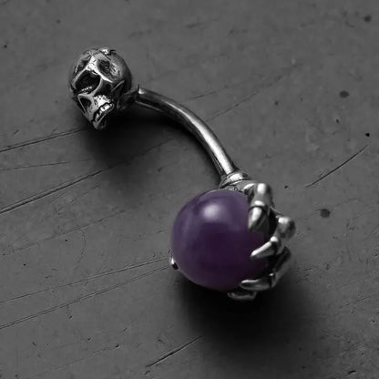 DARK AMETHYST BELLY BUTTON RING