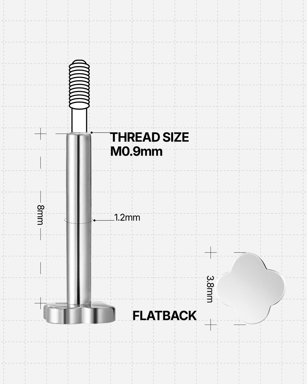 Internally Gewindeter Flacher Titan-Labret-Stecker