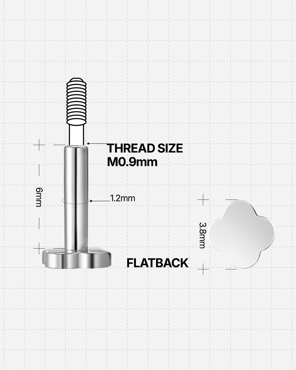 Internally Gewindeter Flacher Titan-Labret-Stecker