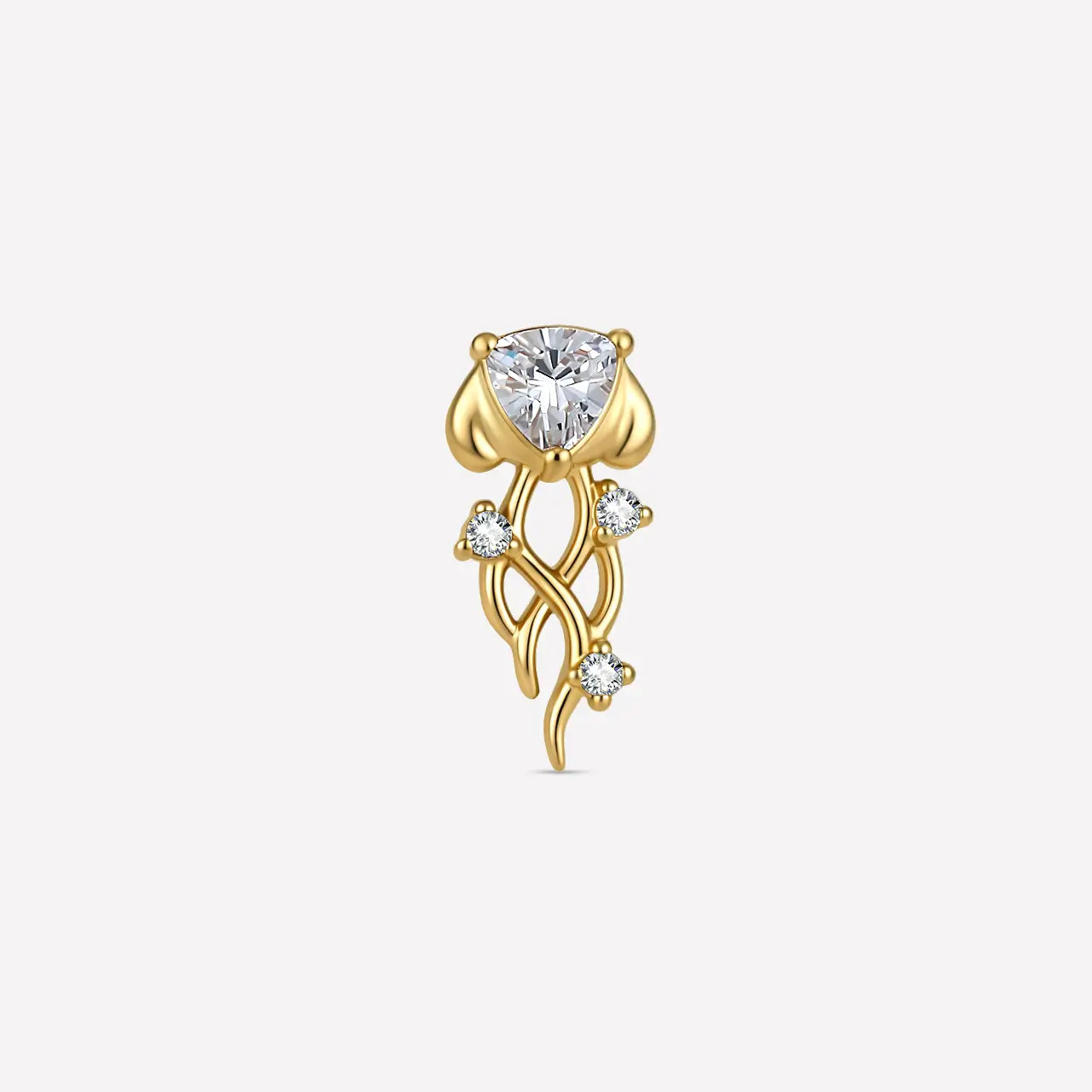 Moonlit Jellyfish gold clear flatback stud front view