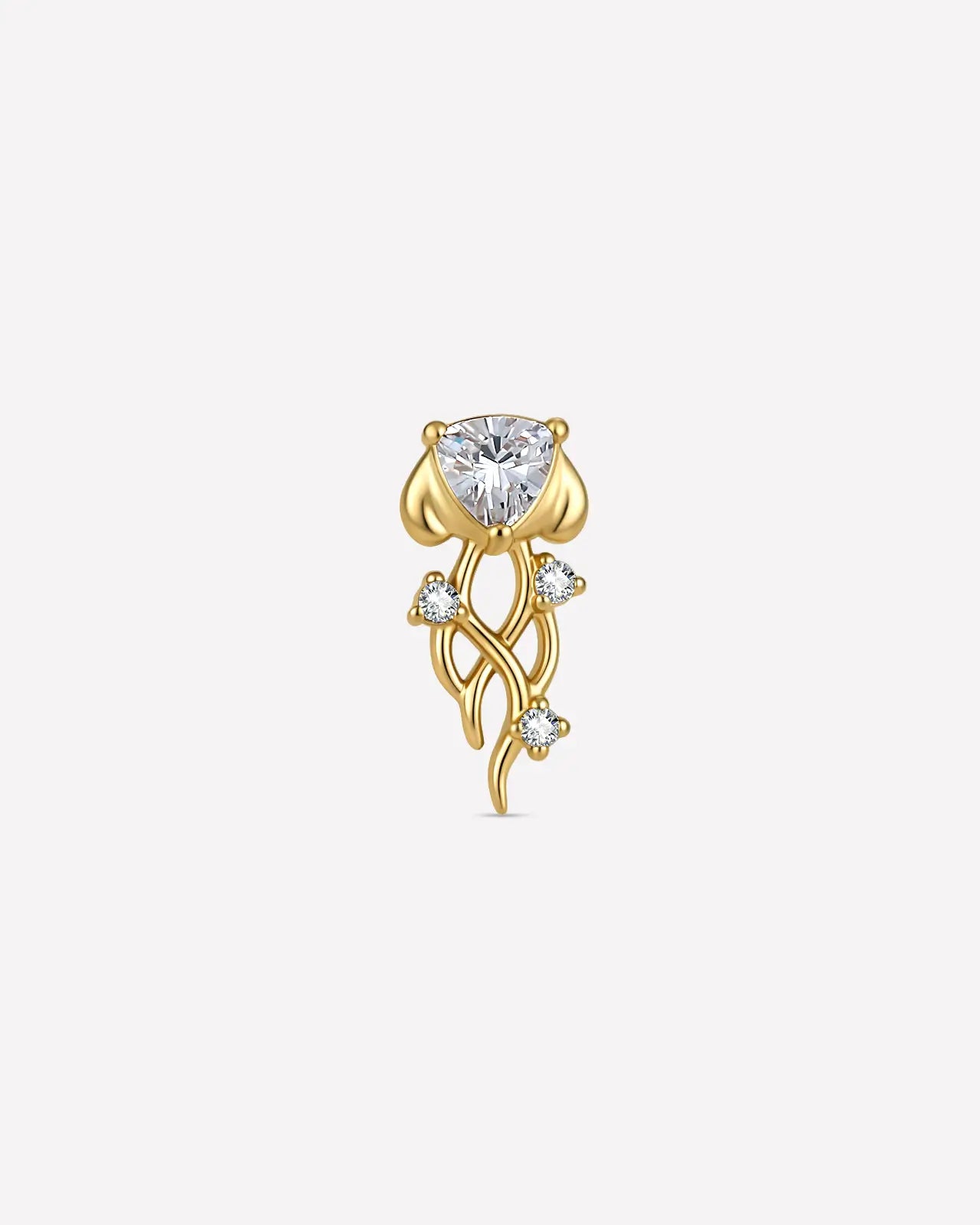 Moonlit Jellyfish gold clear flatback stud front view