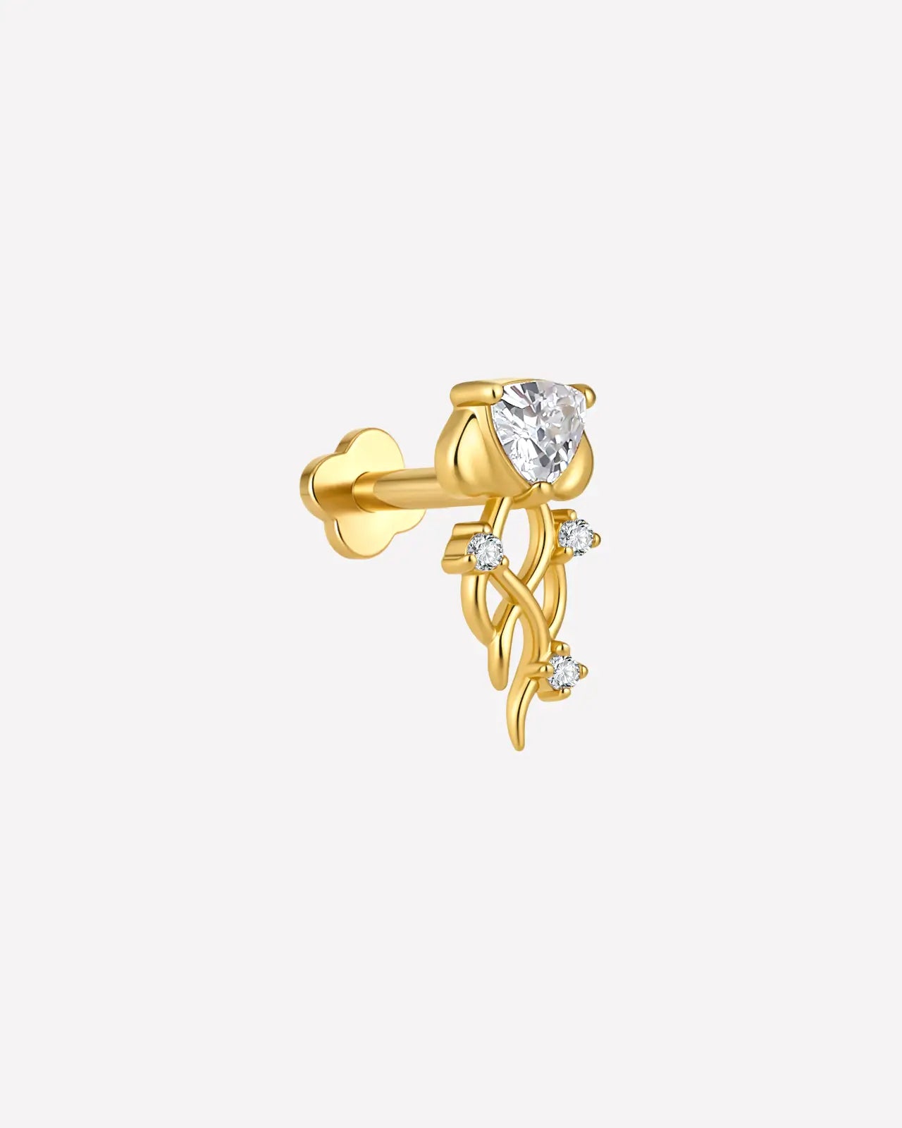 Moonlit Jellyfish gold clear flatback stud side view