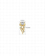 Moonlit Jellyfish gold clear jewelry front size 4.9 by 10.2 millimeters