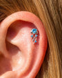 Moonlit Jellyfish silver ocean mist flatback stud worn on helix
