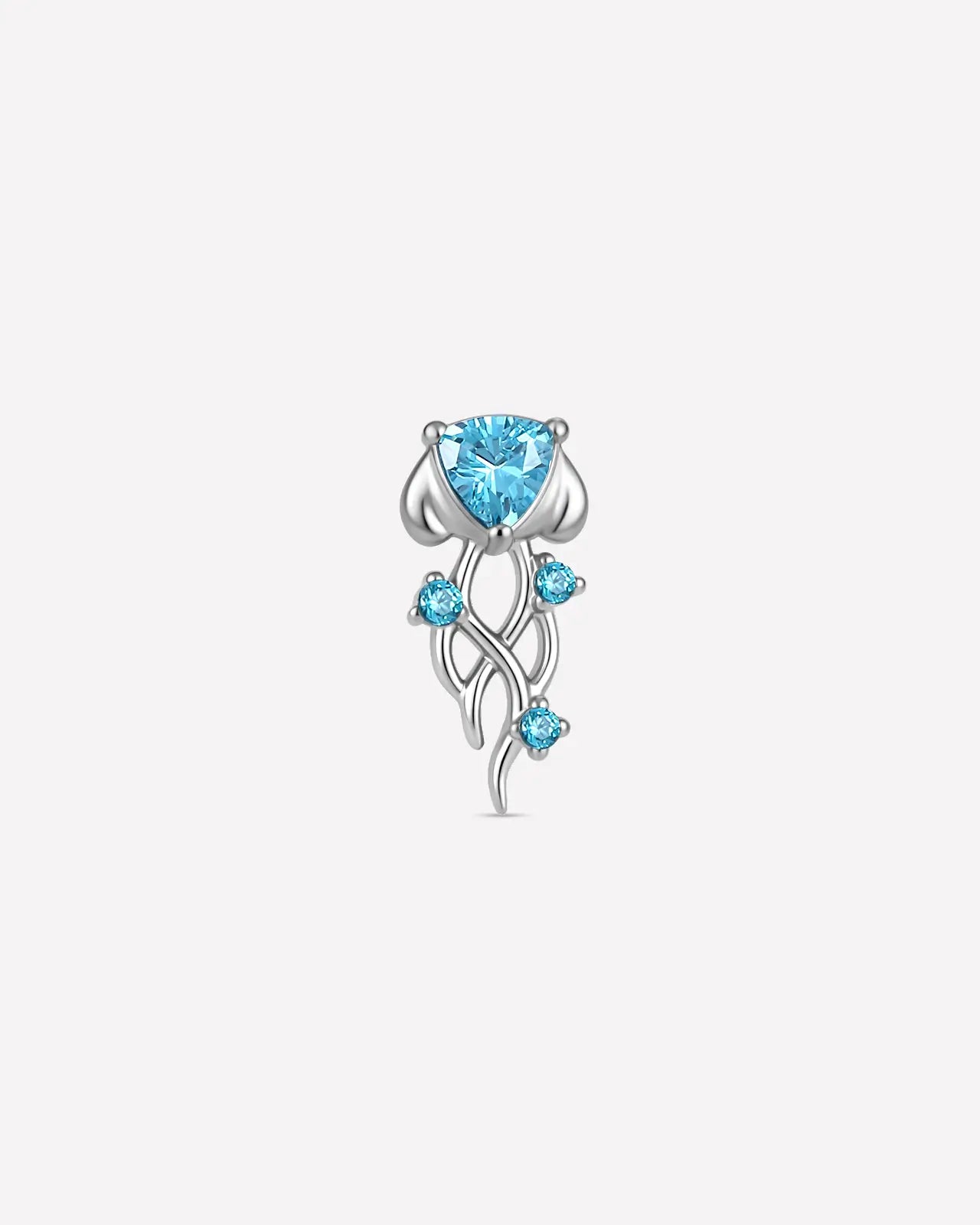 Moonlit Jellyfish silver ocean mist flatback stud front view