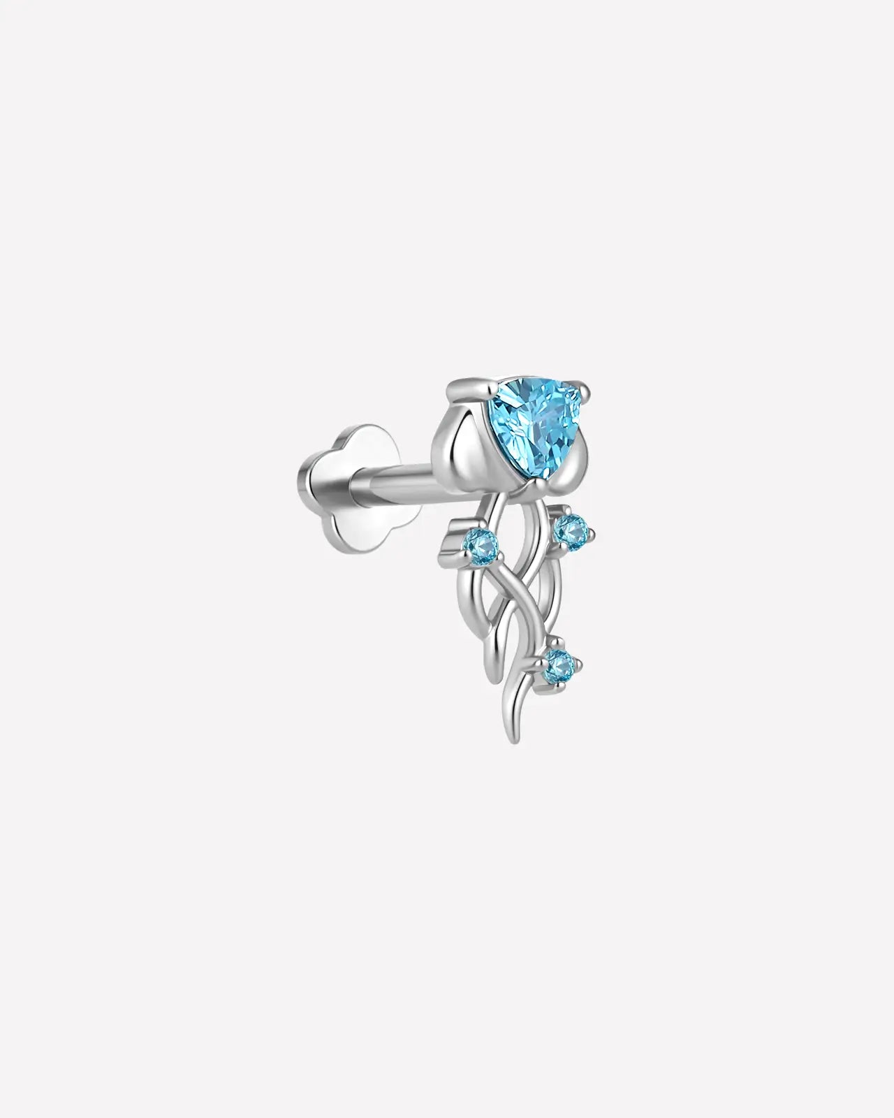 Moonlit Jellyfish silver ocean mist flatback stud side view