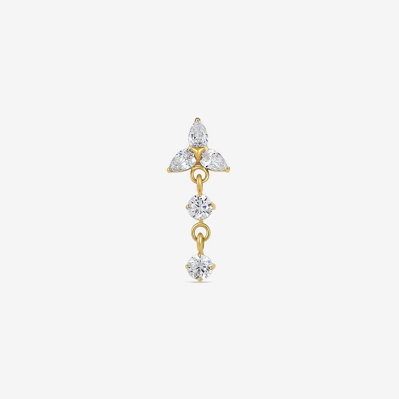 Petal Drop Flatback Stud in gold tone, front view
