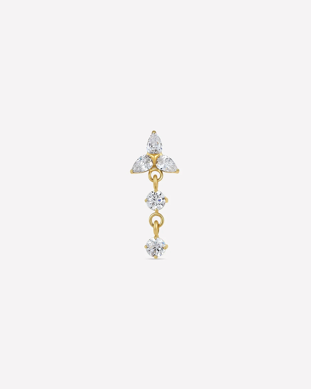 Petal Drop Flatback Stud in gold tone, front view
