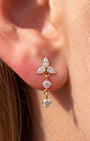 Petal Drop Flatback Stud in gold tone, lobe styling