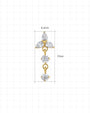 Petal Drop Flatback Stud in gold tone, size chart
