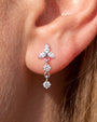 Petal Drop Flatback Stud in silver tone, lobe styling
