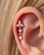 Petal Drop Flatback Stud in silver tone, upper helix styling