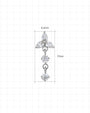 Petal Drop Flatback Stud in silver tone, size chart