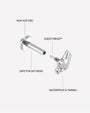 Phantom Cat Flatback Stud in silver tone, threaded attachment details