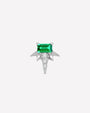 Radiant Wingcrest Flatback Stud, silver tone with green center stone, product view