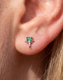 Radiant Wingcrest Flatback Stud, silver tone with green center stone, ear styling detail