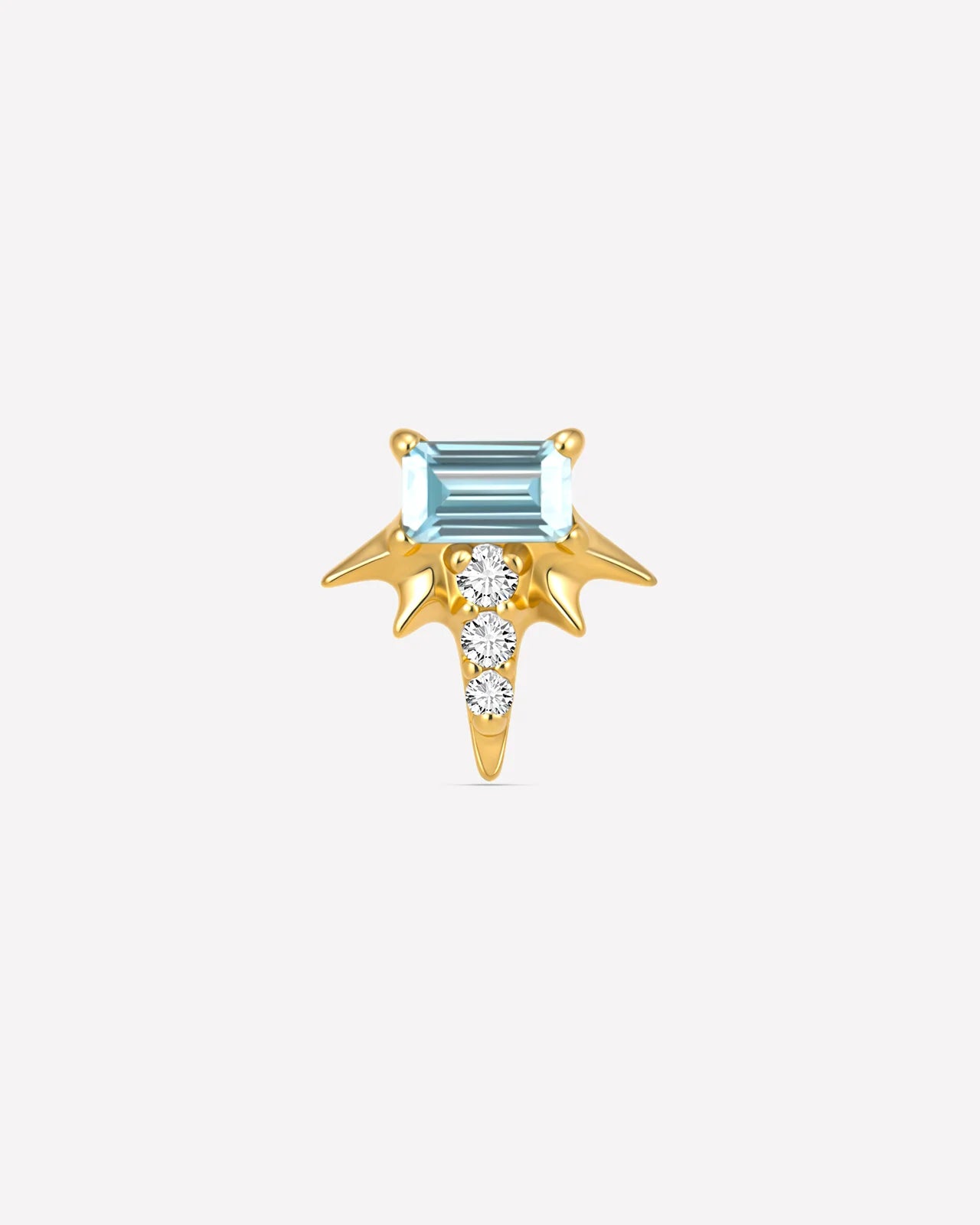 Radiant Wingcrest Flatback Stud, gold tone with light blue center stone, product view