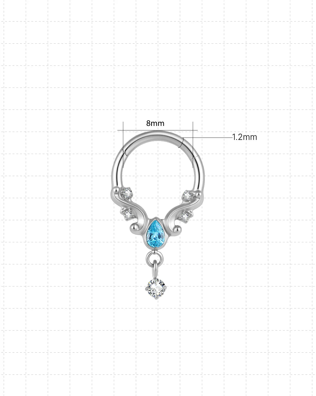 Regal Waltz Clicker Ring silver 8mm 16G size guide