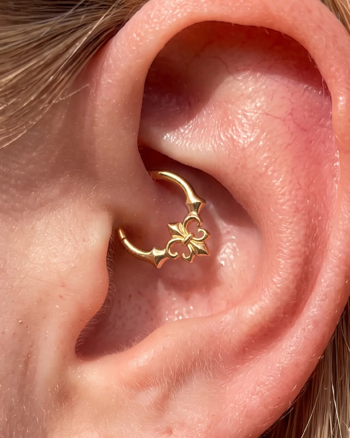 Royal Fleur Clicker Ring gold daith styling